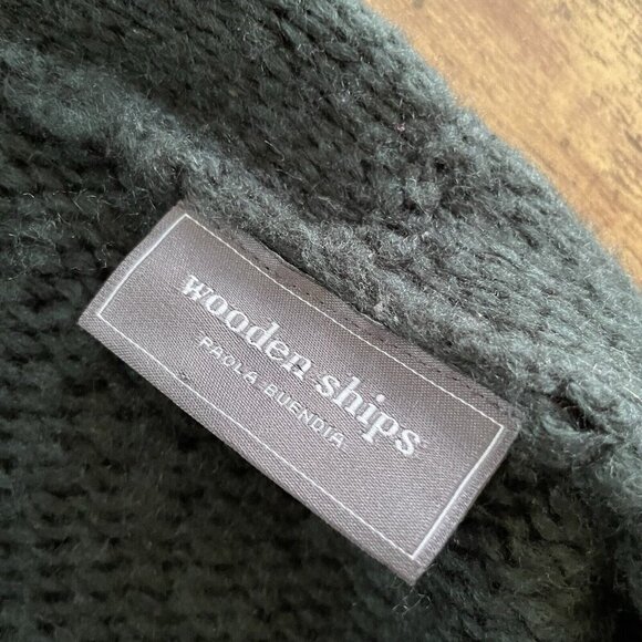 Wooden Ships Womens Cardigan Sz Medium Large Pine Green Mohair Wool Sweater - Picture 6 of 7